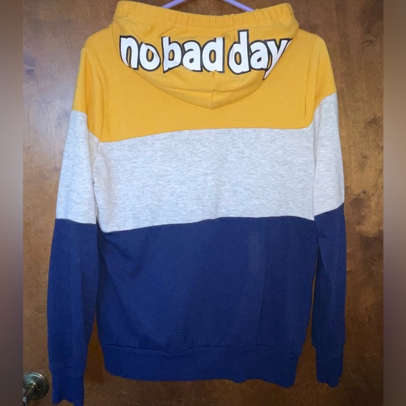 No Bad Days Hoodie Yellow Gray Blue Miss Chievous Women’s Medium - Picture 2 of 7